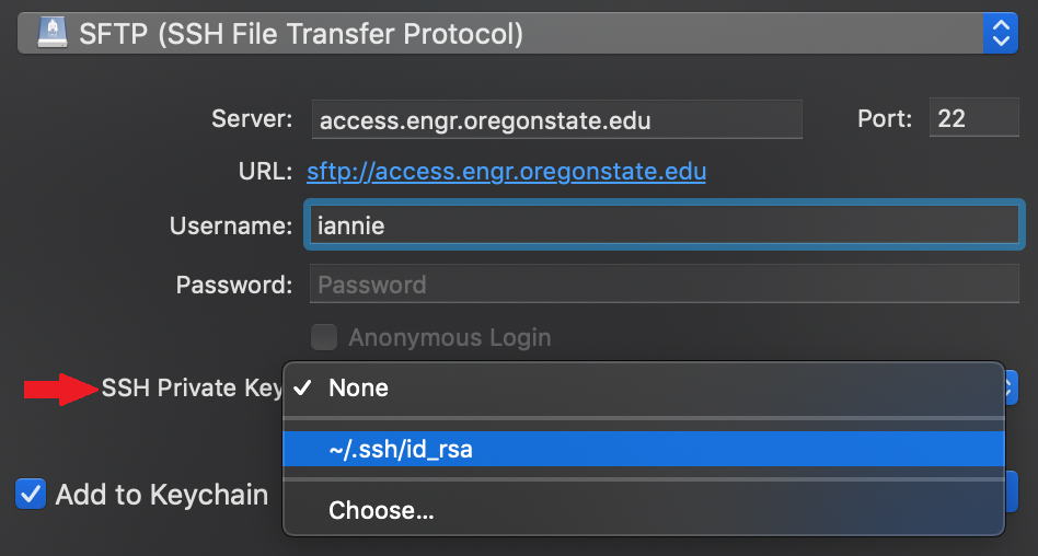 Select private key