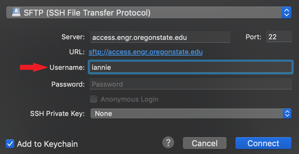 Enter username