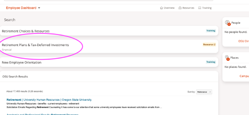 MyOSU Retirement Plans Resource Screenshot