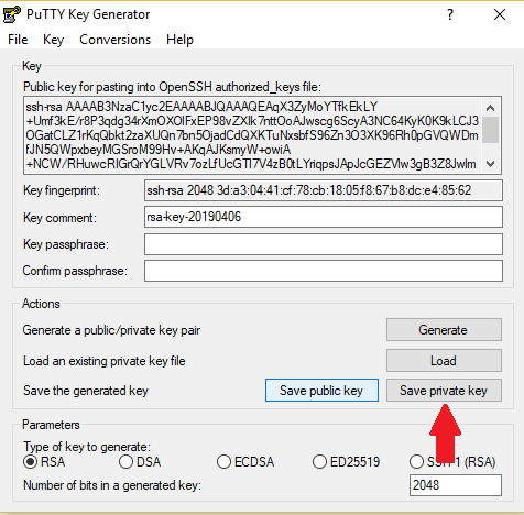 Save public key