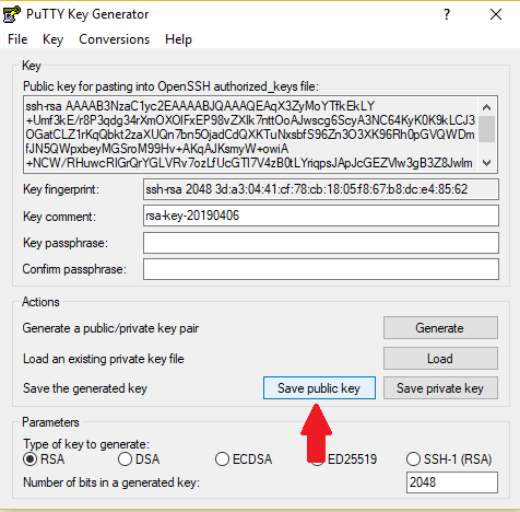 Save public key